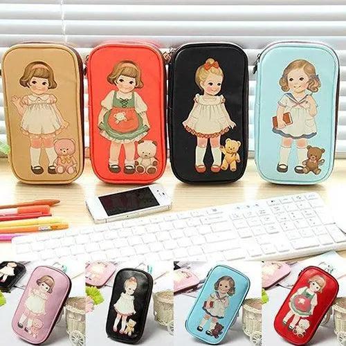 Chic Cartoon Doll Girl Cosmetic Travel Pouch