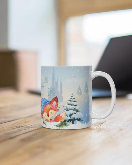 Charming Fox Holiday Mug: Whimsical Cup for Joyous Sips
