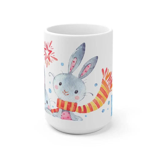 Festive Christmas Bunny Ceramic Mug