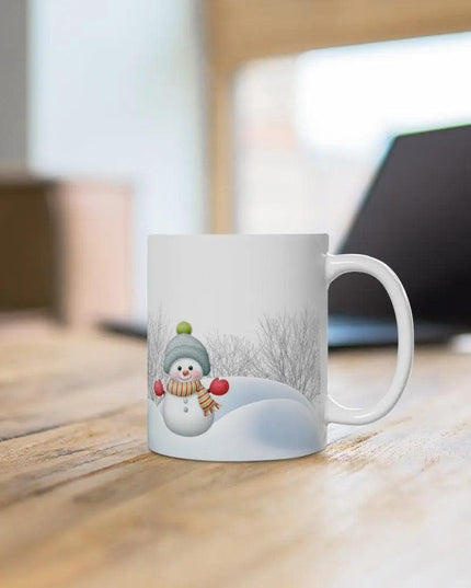 Charming Snowman Holiday Mug: Delightful Ceramic Cup for Winter Warmth