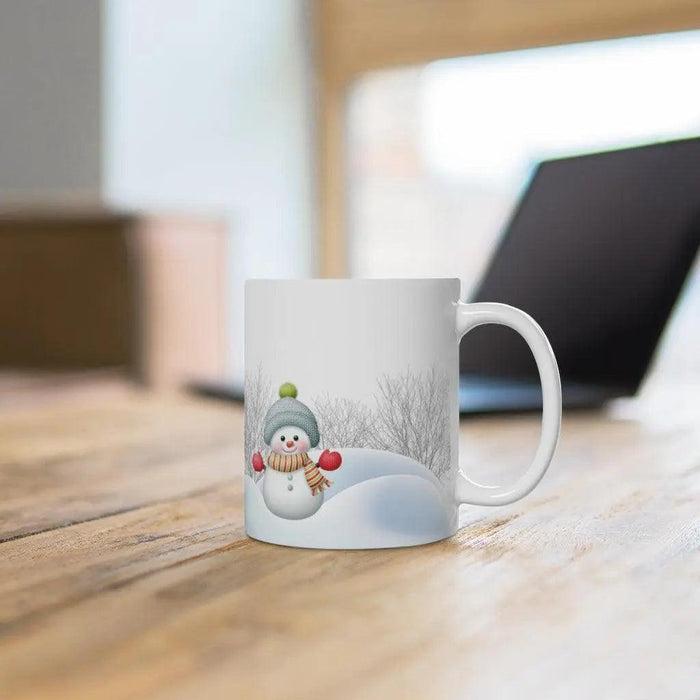 Whimsical Snowman Holiday Mug: Charming Winter Cup for Festive Beverages