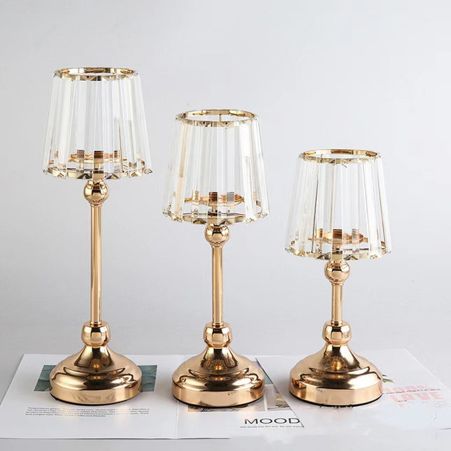 European Crystal Glass Look Candlestick Metal For Romantic Wedding Decor