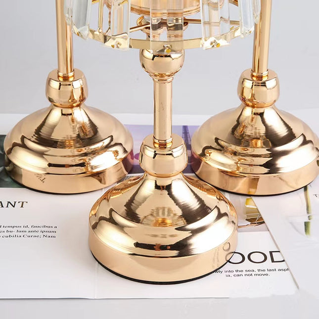 European Crystal Glass Look Candlestick Metal For Romantic Wedding Decor