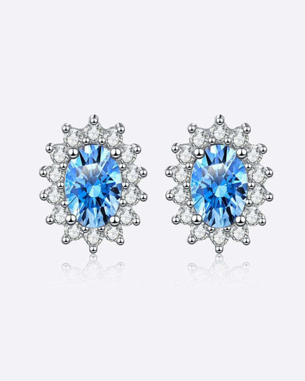 Elegant 1 Carat Lab-Created Diamond Stud Earrings with Dazzling Zircon Accents in Sterling Silver
