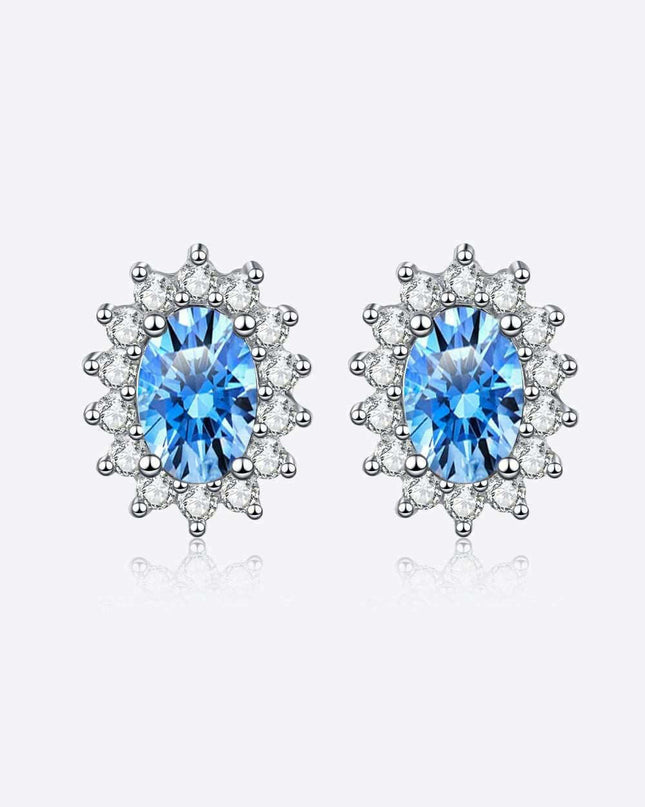Elegant 1 Carat Lab-Created Diamond Stud Earrings with Dazzling Zircon Accents in Sterling Silver