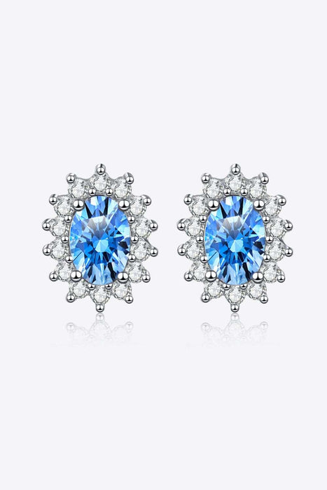 Elegant 1 Carat Moissanite Stud Earrings with Zircon Accents in Sterling Silver