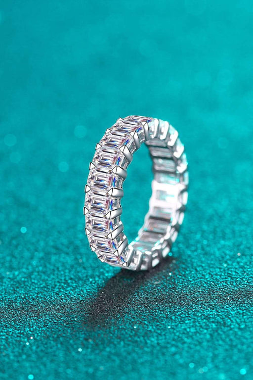 Elegant 10.5 Carat Moissanite and Sterling Silver Ring Set with Rhodium Finish