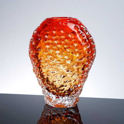 Amber Glass Vase Modern Minimalist Handmade Polished Finish