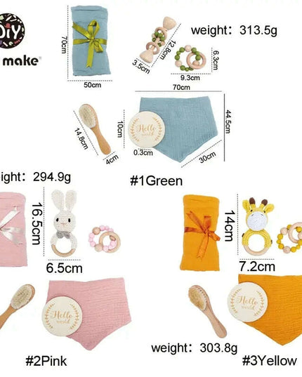 Adorable Baby Gift Set: Cotton Bath Towel, Crochet Rattle, and Accessories for Kids