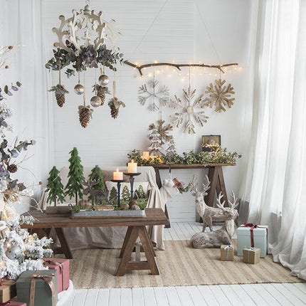 Room & Decor 17.7" Large Fir Wood Snowflake Ornaments - Set of 2, Rust