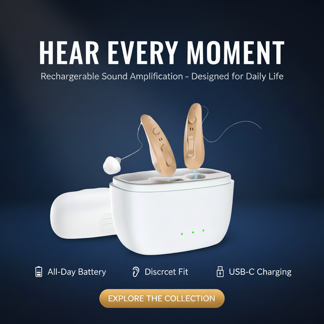 Peekaboo Studio Rechargeable BTE Hearing Aids with Noise Reduction & 5