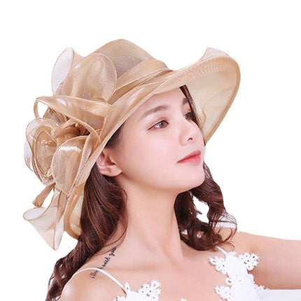 Peekaboo Studio Fashion Gauze Flower Hat with Elegant Bridal Design