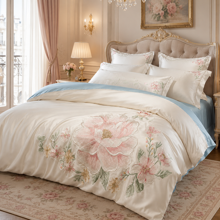 Beautiful Life 888 Luxury 100% Cotton Embroidered Duvet Cover Set, 4pc