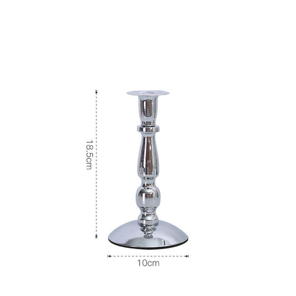 European Style Wrought Iron Candle Holder – Silver Candlestick for Home and Wedding Decor