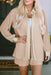 Apricot Pleated Lounge Wear Set with Long Sleeve Shirt and Shorts