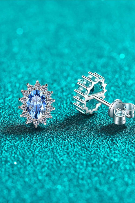 Elegant 1 Carat Lab-Created Diamond Stud Earrings with Dazzling Zircon Accents in Sterling Silver