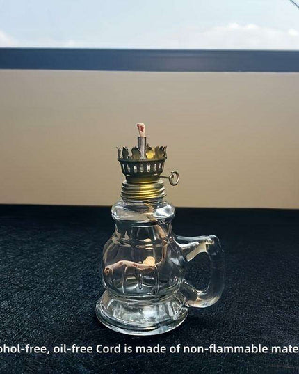 2-Pack Vintage Glass Kerosene Lanterns - Classic Oil Lamps for Ambient Tabletop Lighting