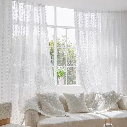 Peekaboo Studio Romantic Snow Velvet Yarn Luxury White Mesh Curtains