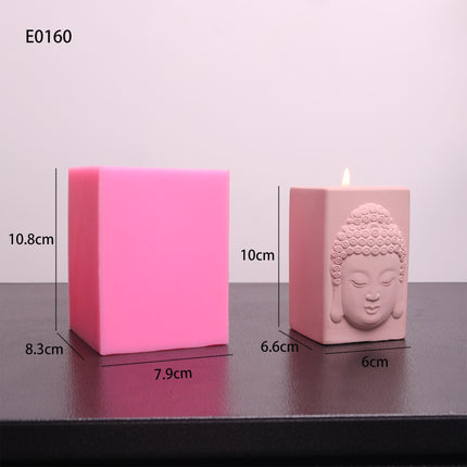 Cartoon Buddha Statue Candle Holder Silicone Mold Square For DIY Handmade