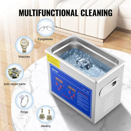 VEVOR Ultrasonic Cleaner with Digital Timer & Heater for Jewelry & Gla