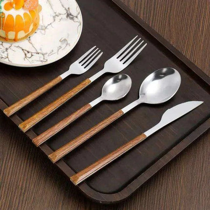 Elegant Wooden Utensil Set for Dining