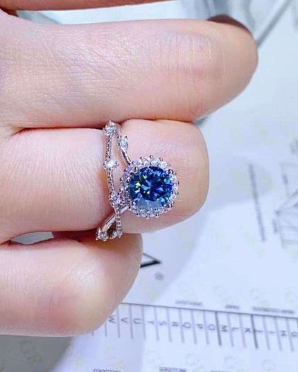 Elegant 1 Carat Lab Grown Moissanite & Zircon Silver Ring - A Luxurious Statement Piece