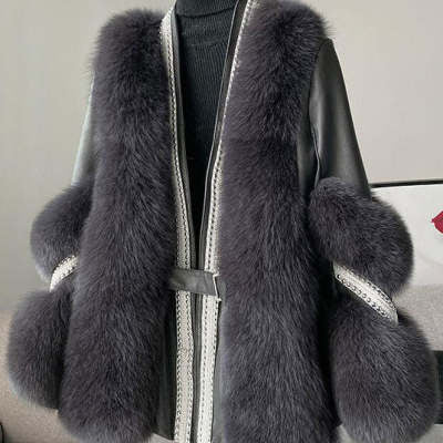 Peekaboo Studio Women's Artificial Fox Fur Jacket - Cozy & Stylish