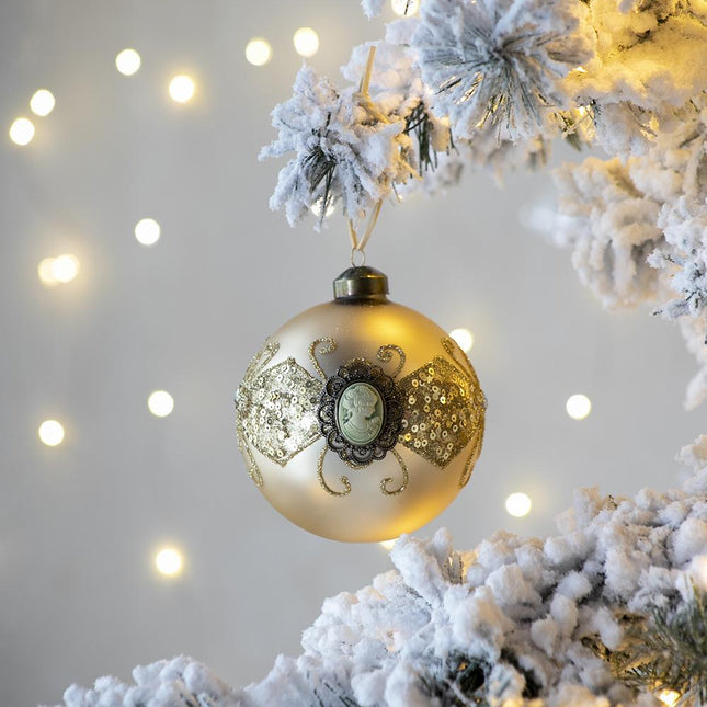Room and Decor Set of 6 Gold Glass Christmas Ball Ornaments, 3.9