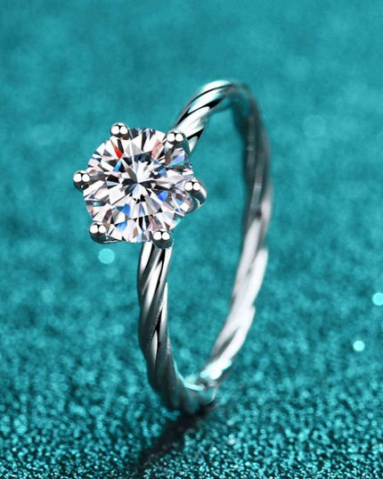 Elegant 1 Carat Moissanite Twisted Ring - Exquisite Statement Jewelry Piece