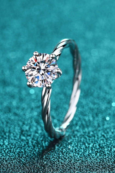 1 Carat Dazzling Moissanite Ring with Twisted 6-Prong Setting