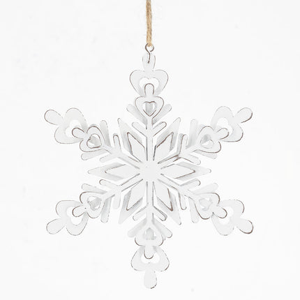 Room and Decor Set of 6 White Iron Snowflake Hangers for Christmas Orn