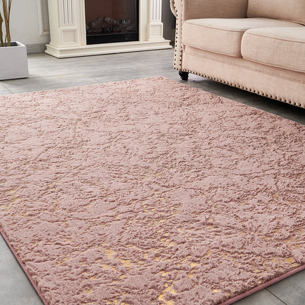 Room & Decor Luxury Machine Washable Dust Pink Faux Fur Area Rug