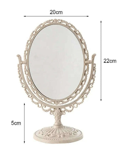 Vintage Nordic Heart-Shaped Acrylic Double-Sided Rotatable Makeup Mirror