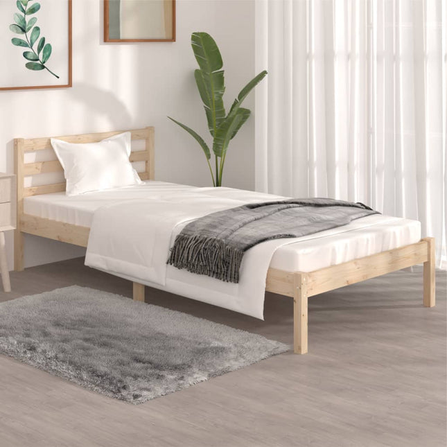 Peekaboo Studio Solid Pine Wood Bed with Sturdy Frame and Elegant Desi