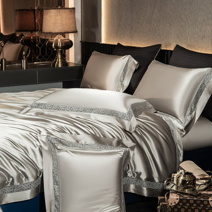 Silk Cotton Satin Hollow-out Four-piece Bedding Set