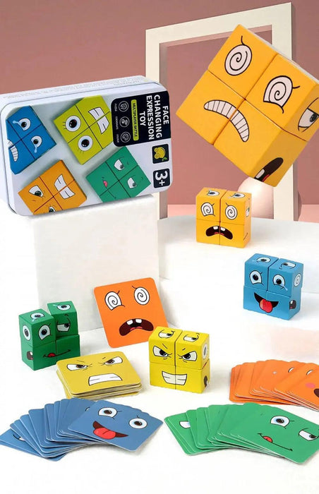 Emoticon Adventure Cube Puzzle: Educational Game Set for Kids