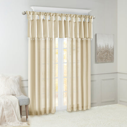 Room and Decor Lightweight Faux Silk Valance with Beads, 50x26