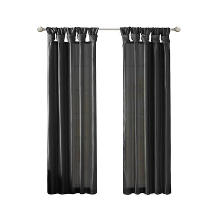 Room & Decor Twist Tab Lined Window Curtain Panel, Black, 50x108
