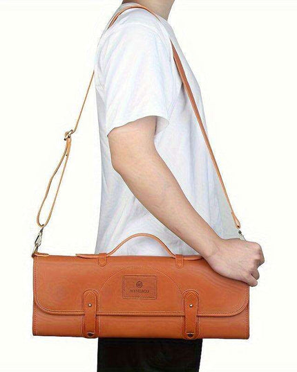 Stylish Faux Leather Knife Organizer - Portable and Wall-Mountable Culinary Storage Solution