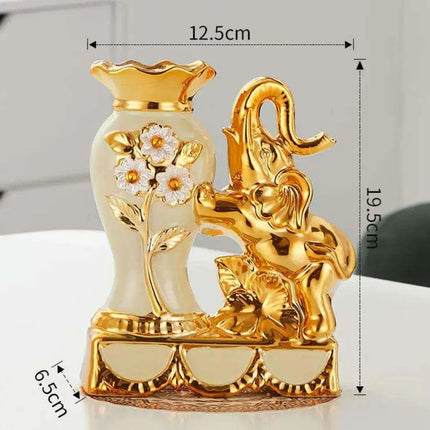 Golden Ceramic Vases Set in Opulent Gold Finish - Elevate Your Living Environment