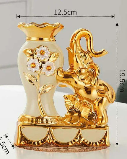 Golden Ceramic Vases Set in Opulent Gold Finish - Elevate Your Living Environment
