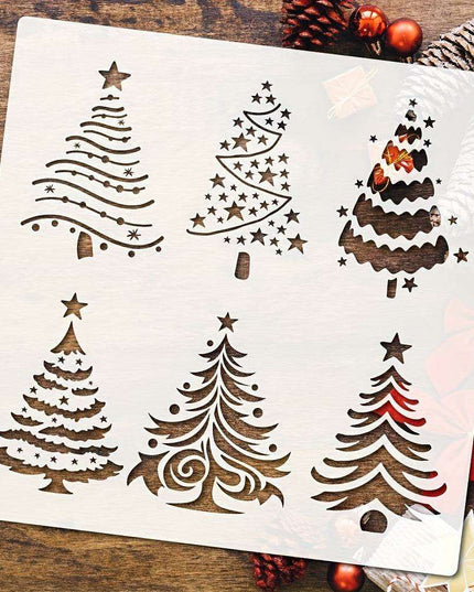 Creative Christmas Stencils Set - Reusable Templates for Festive Tree and Star Crafts