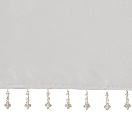 Room & Decor Lightweight Faux Silk Valance with Beads, 50x26" Silver