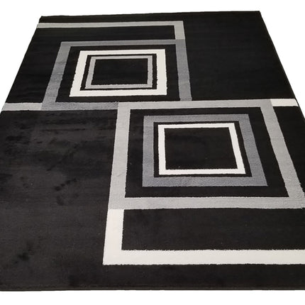 Room and Decor Jersey 7x10 Area Rug - Black Grey Contemporary Design