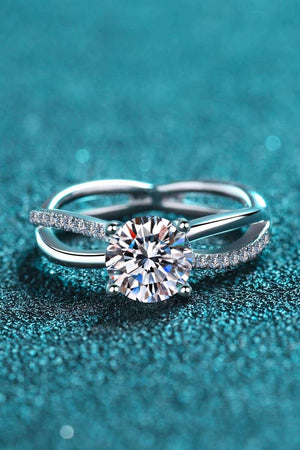 1 Carat Moissanite Crisscross Split Shank Ring-Trendsi-Silver-4-Très Elite