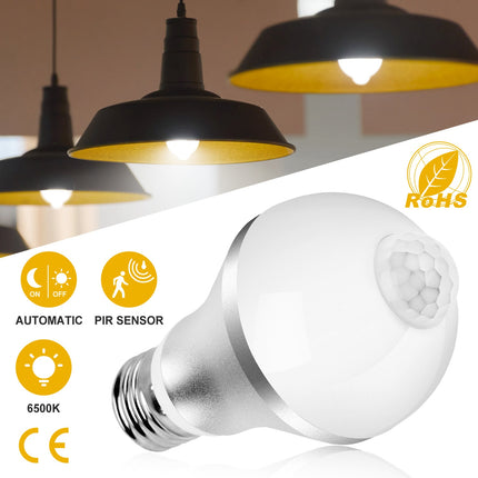 E27 Motion Sensor LED Light Bulb 9W Dusk To Dawn Automatic On Off Indoor Outdoor