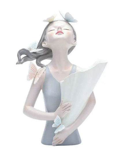Nordic Elegance Butterfly Maiden Resin Vase - Chic Decorative Accent for Your Home