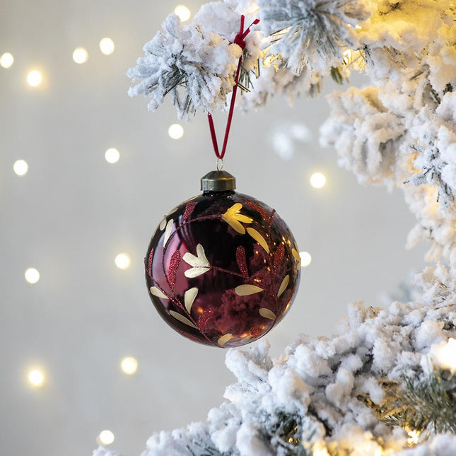 Room & Decor Set of 6 Red Glass Christmas Ball Ornaments, 3.9" Diamete