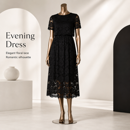 Moe Lace Evening Dress — Sleeveless Floral Mini with Flowy Skirt Dresses evening-dress-19 Clothing > Dresses > Evening Dresses