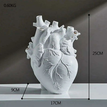 Anatomical Heart Artistry Resin Vase - Unique Home Accent Decor